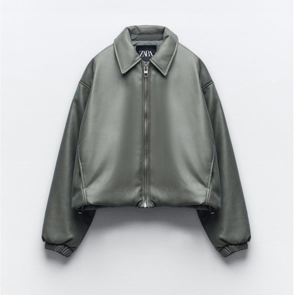 NWT Zara leather bomber jacket